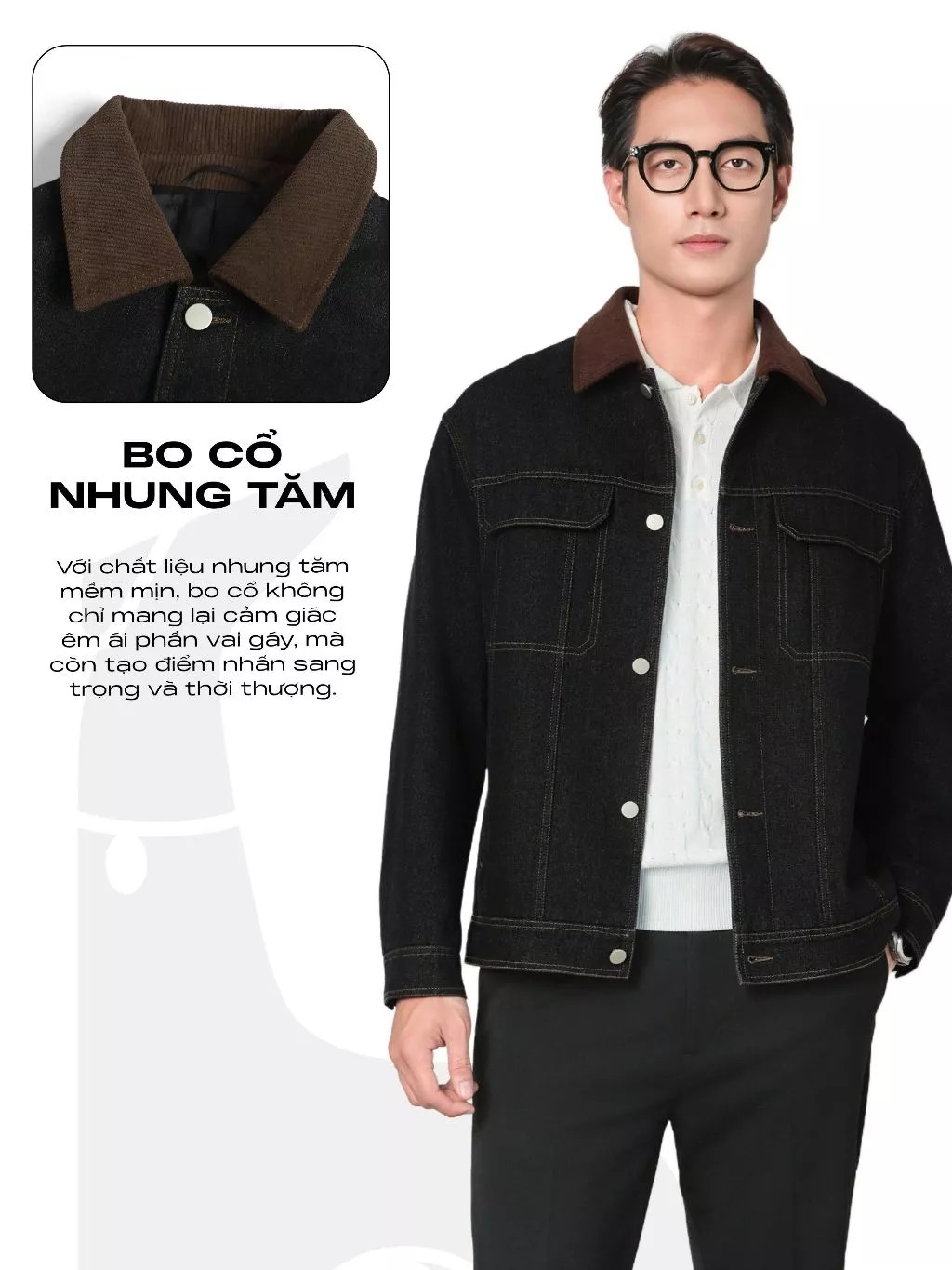 HUSSIO® Áo khoác jeans DENIM COLLARVEL