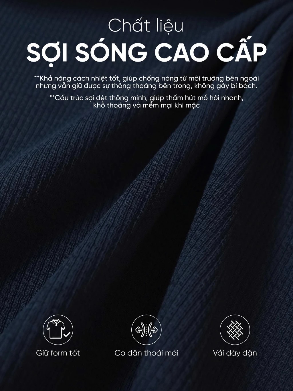 HUSSIO® Áo POLO Sợi Sóng MUINE
