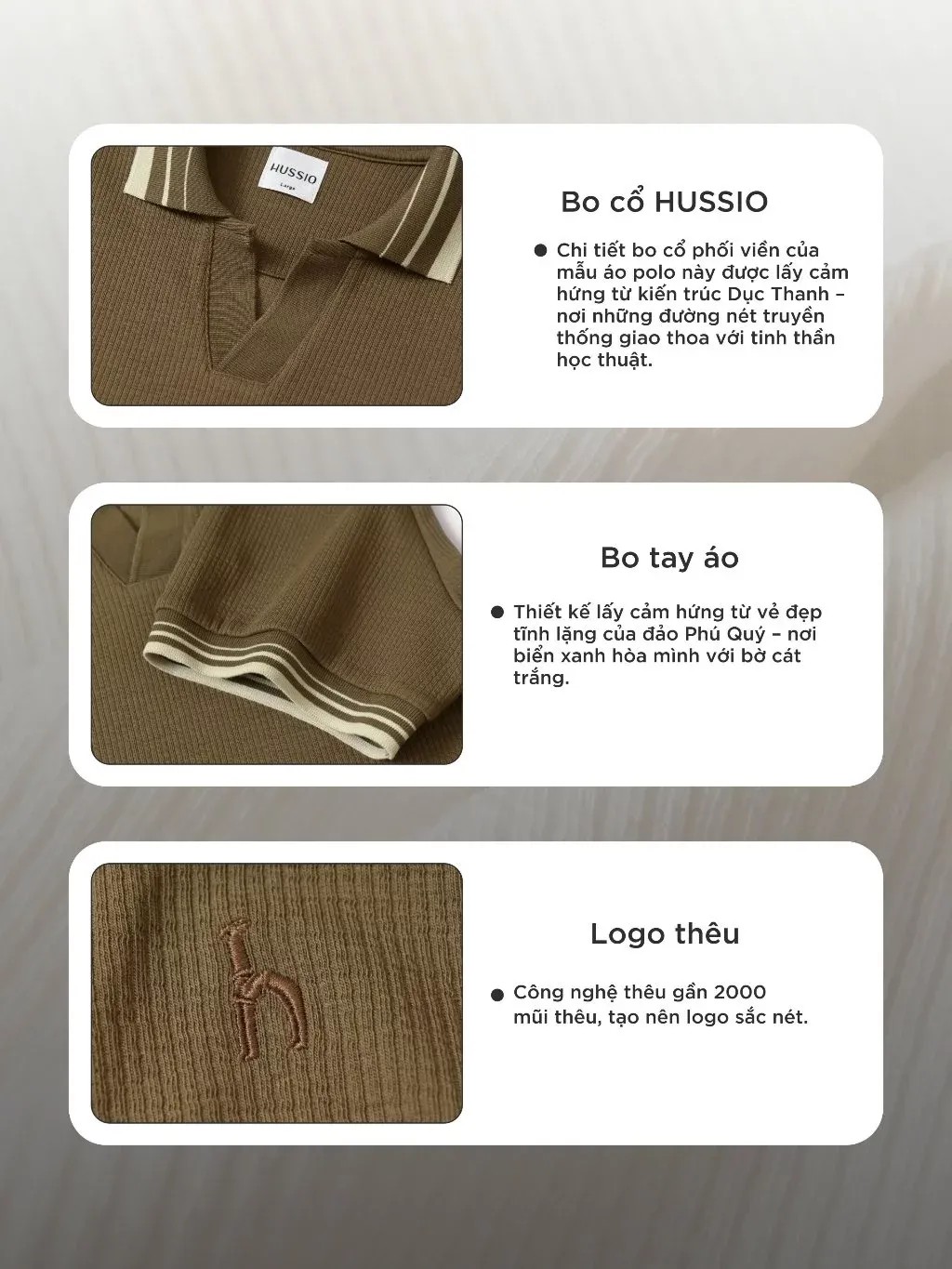 HUSSIO® Áo POLO  Sợi Sóng PHUQUY