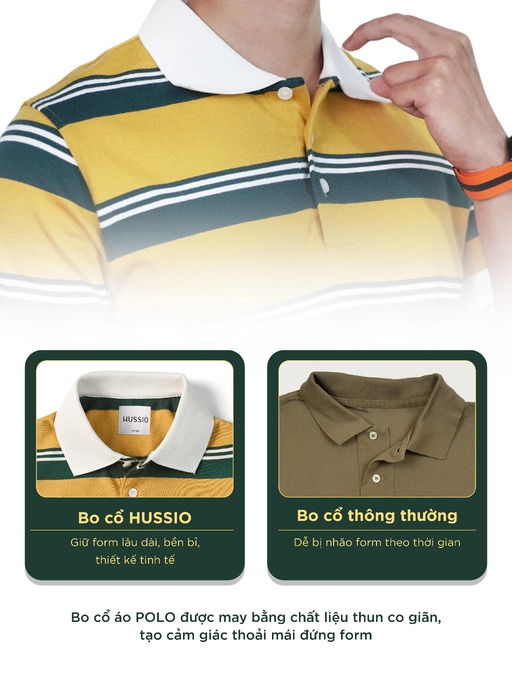 Áo polo nam ARISTO vải Cotton Single phối sọc ngang co dãn tốt, tôn dáng, che khuyết điểm