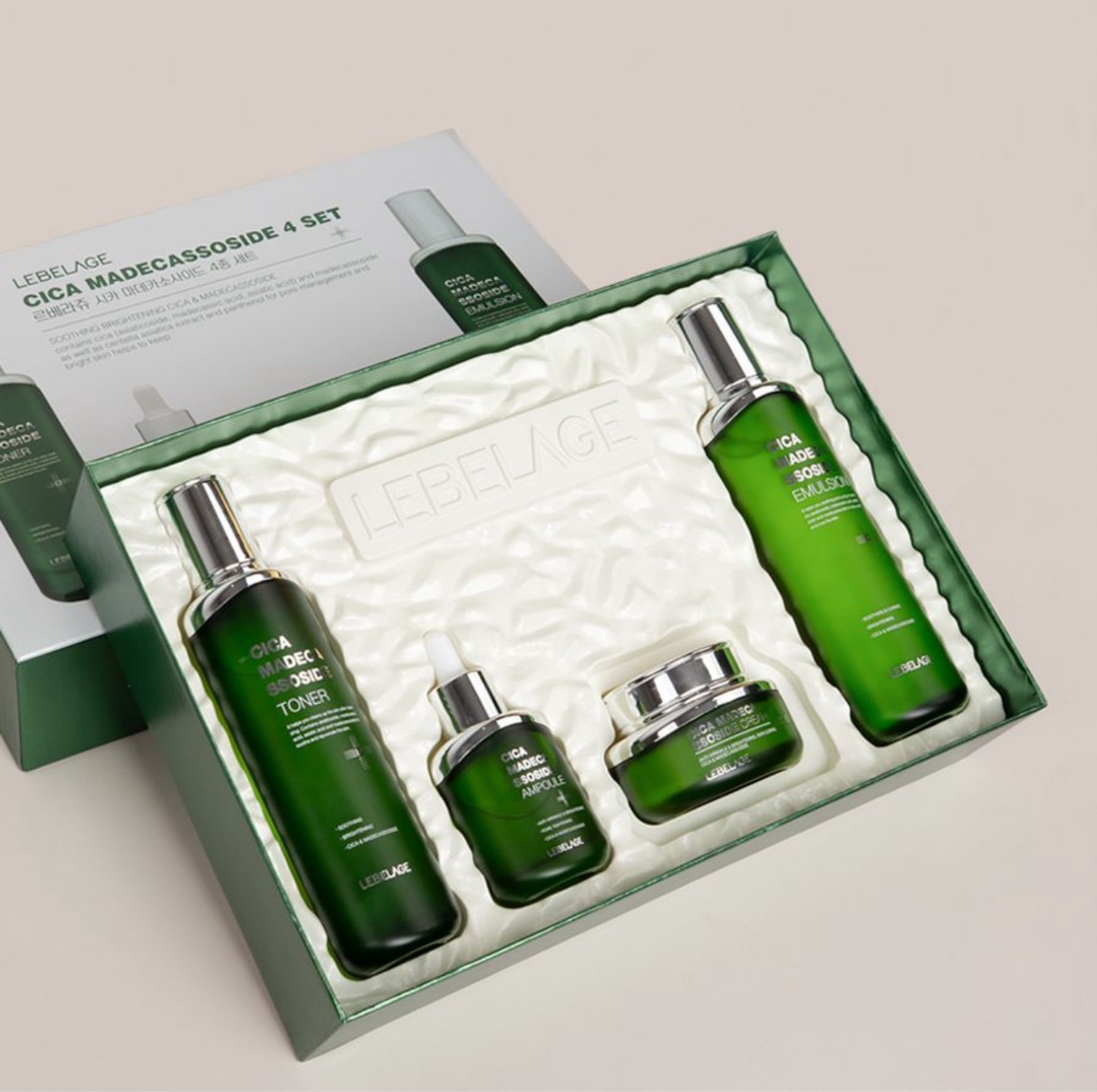 Bộ Chăm Sóc Da Rau Má Chuyên Sâu LEBELAGE Cica Madecassoside 4 Món Làm Dịu Và Phục Hồi Da