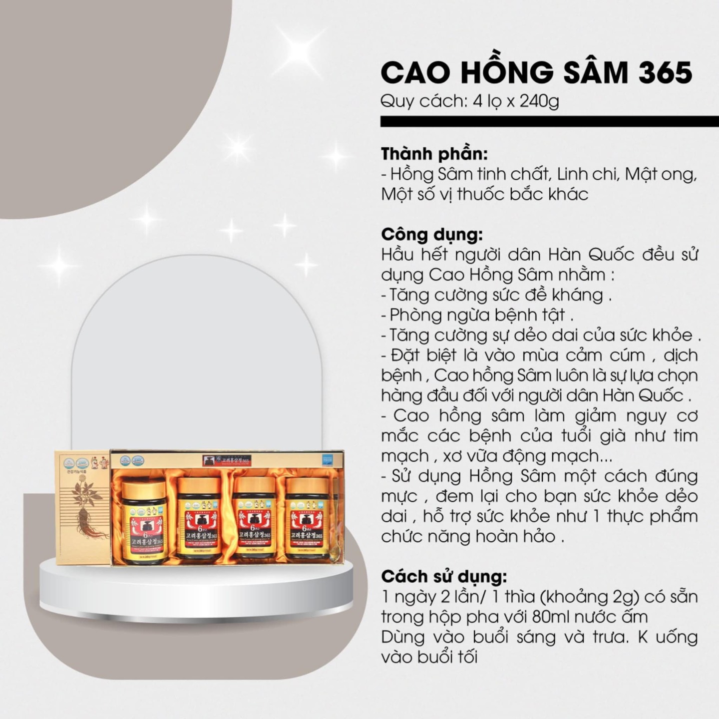 Set cao hồng sâm 365 4 lọ