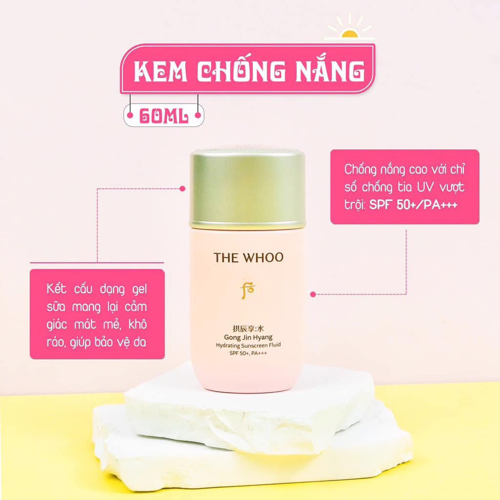 Set kem chống nắng  + sữa rửa mặt + kem cn whoo