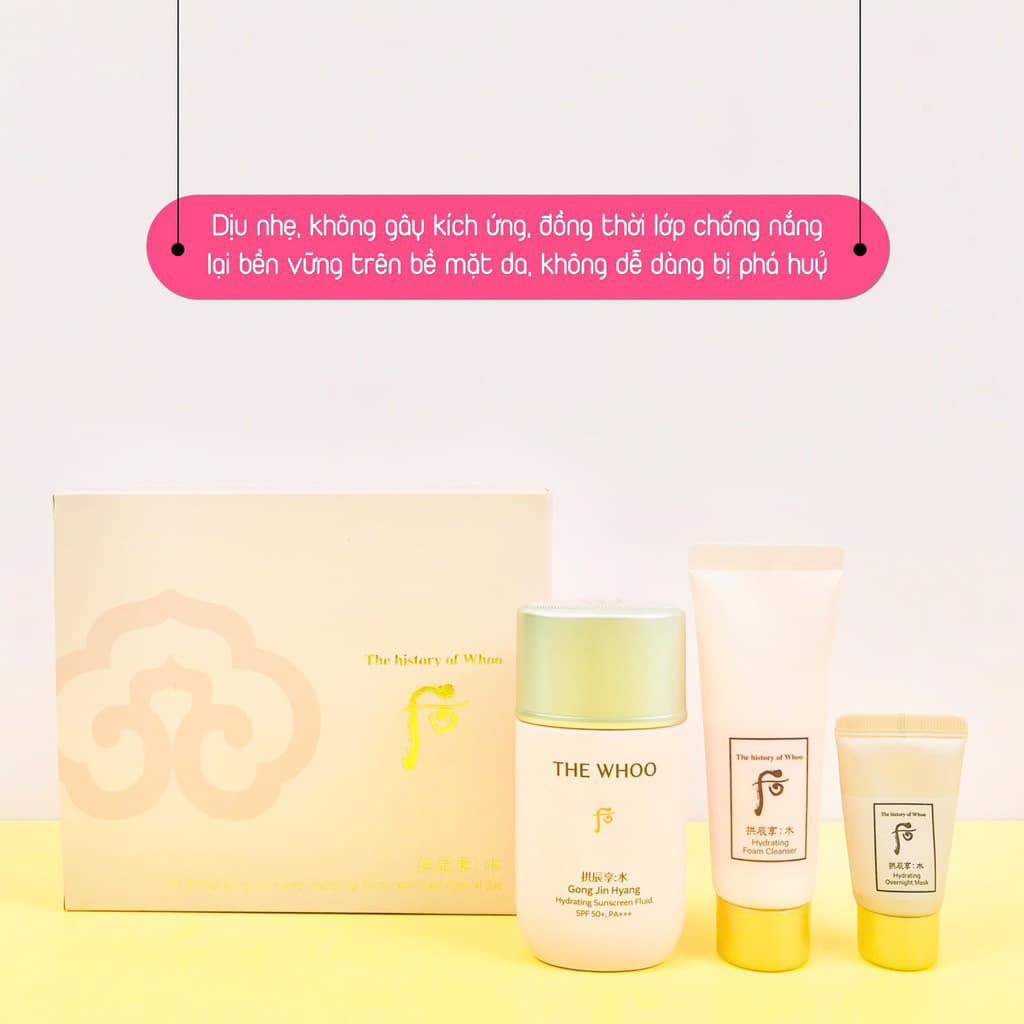 Set kem chống nắng  + sữa rửa mặt + kem cn whoo