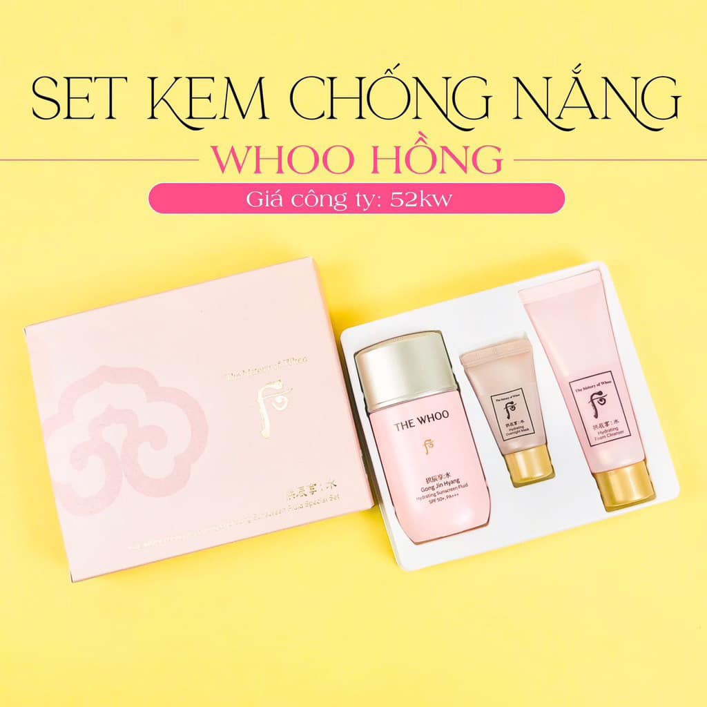 Set kem chống nắng  + sữa rửa mặt + kem cn whoo
