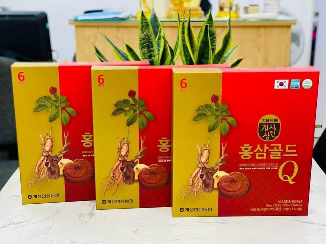 Nước hồng sâm Q gold, nấm linh chi , lộc nhung hươu 30gói 50ml