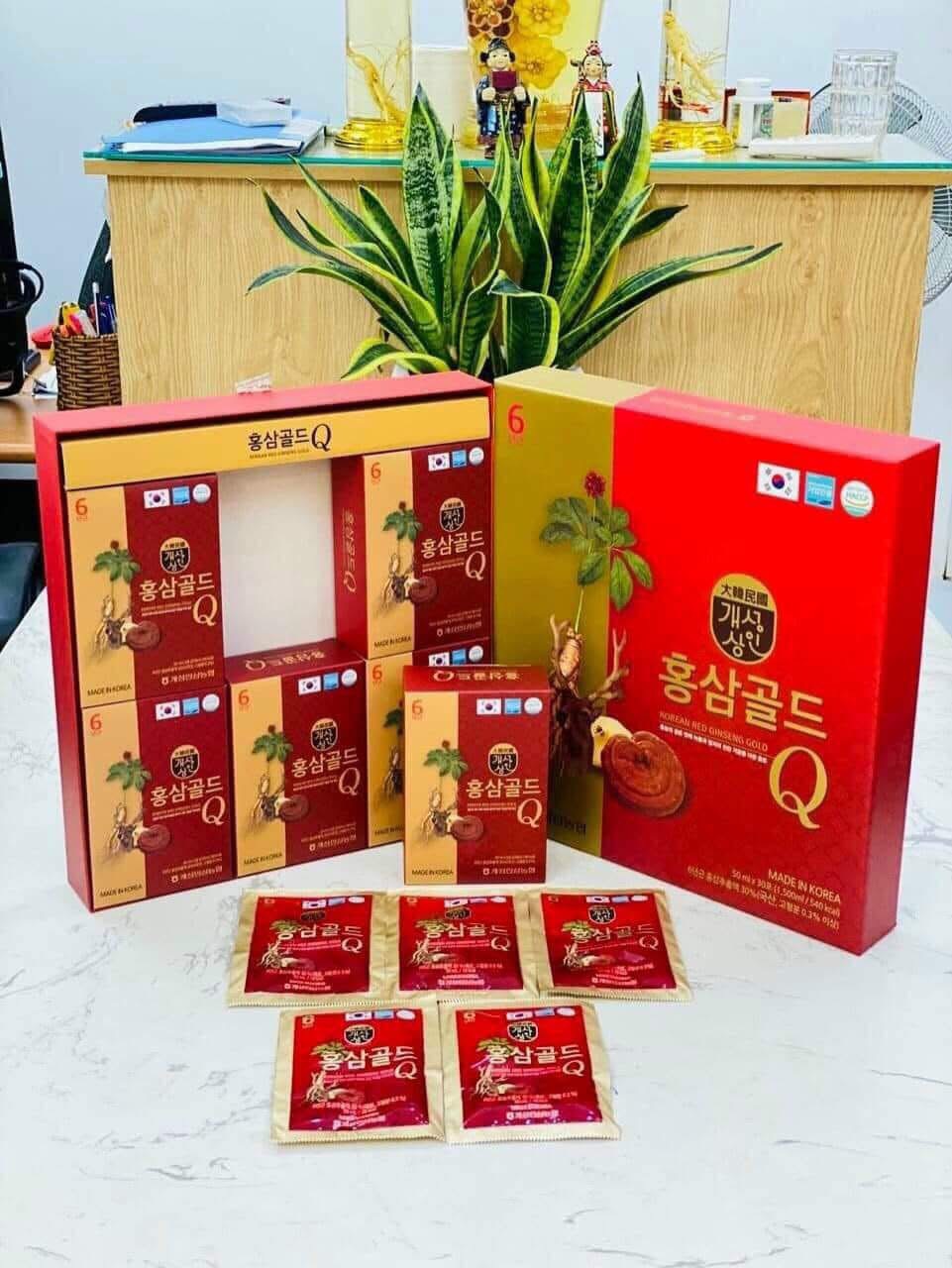 Nước hồng sâm Q gold, nấm linh chi , lộc nhung hươu 30gói 50ml