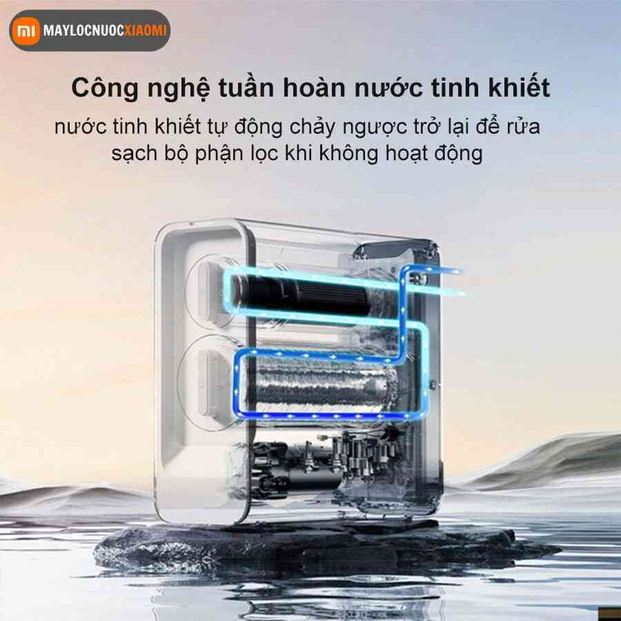 công nghệ tuần hoàn nước tinh khiết, tự động xả giúp tăng tuổi thọ lõi lọc