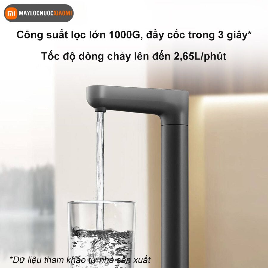 tốc độ dòng chảy lấy nước lớn lên đến 3,65 lít/phút