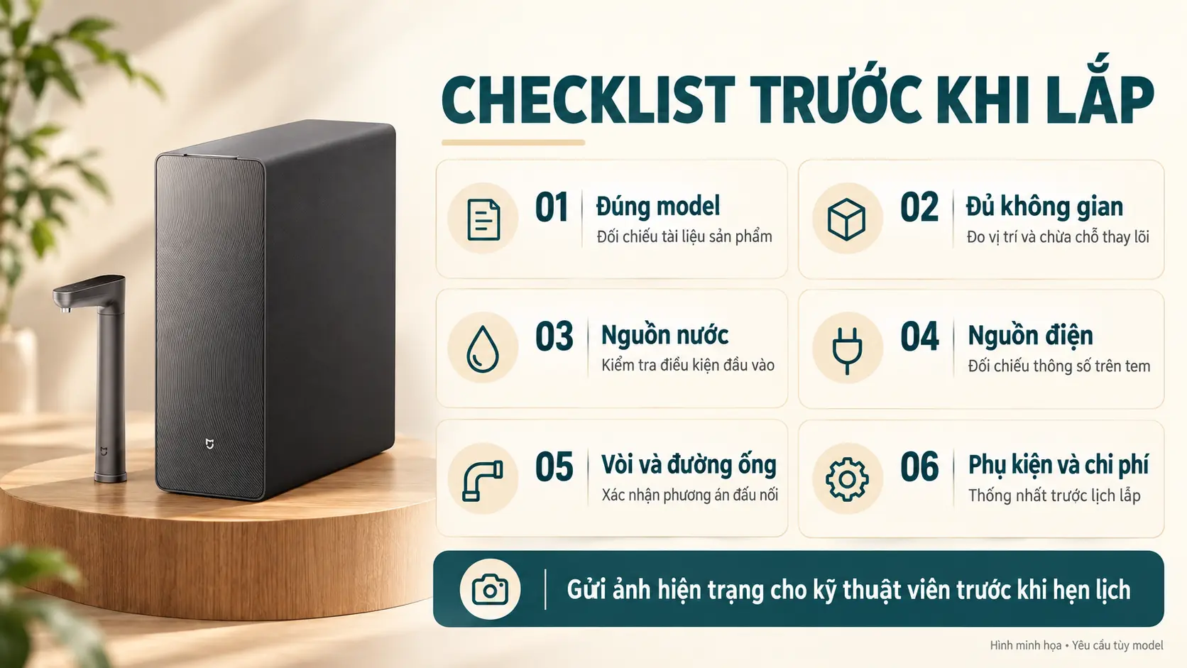 kiểm tra các checklist trước khi lắp đặt