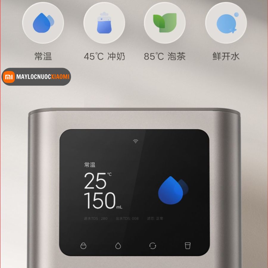 màn hình cảm ứng điều khiển các chức năng của máy lọc nước xiaomi