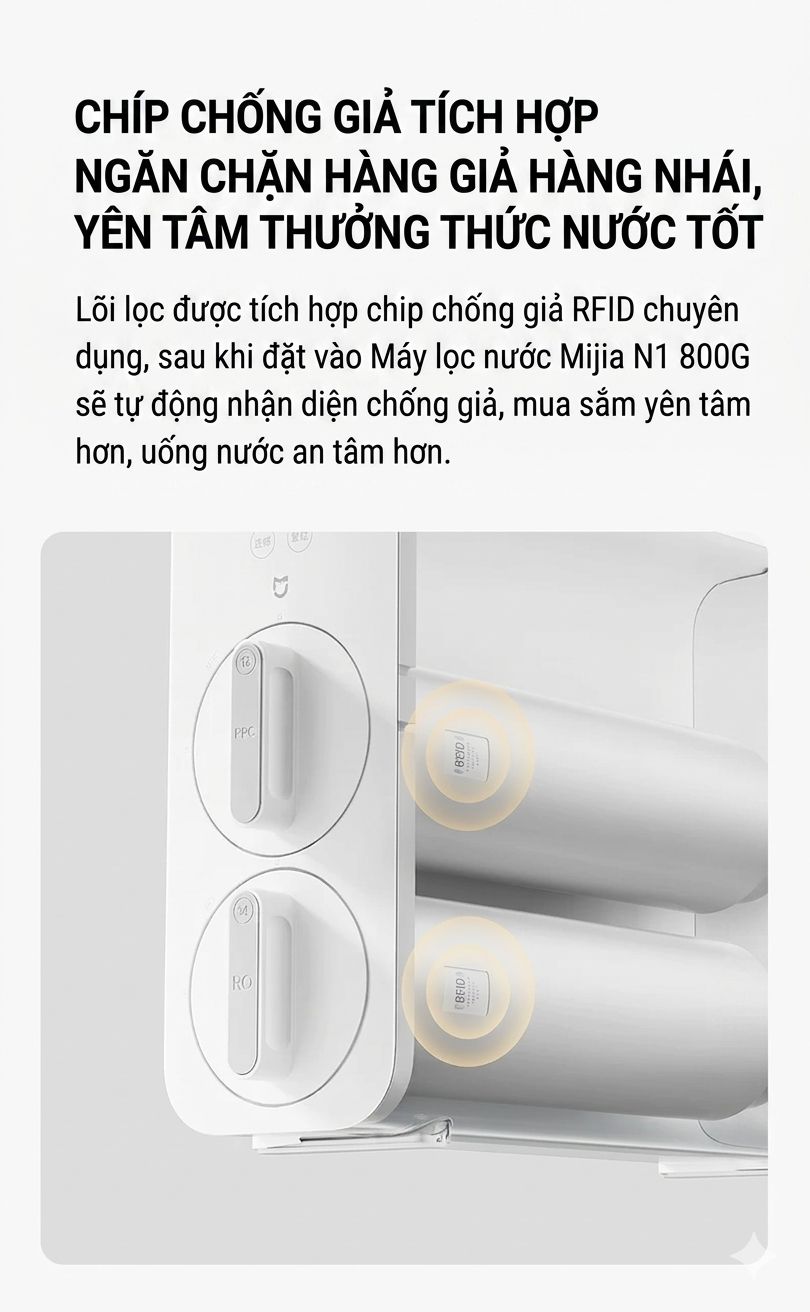 lõi lọc có gắn chíp chống hàng giả