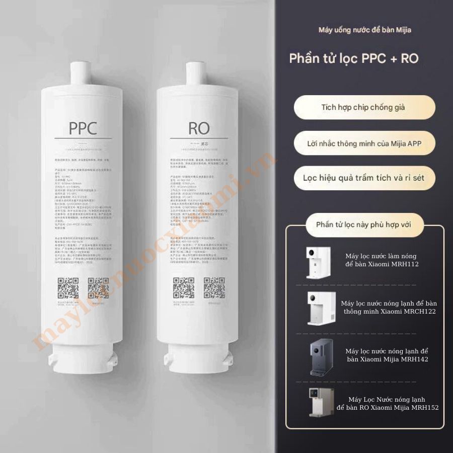 giới thiệu tính năng lõi lọc PPC và RO của máy lọc nước nóng lạnh xiaomi MRH 152,112