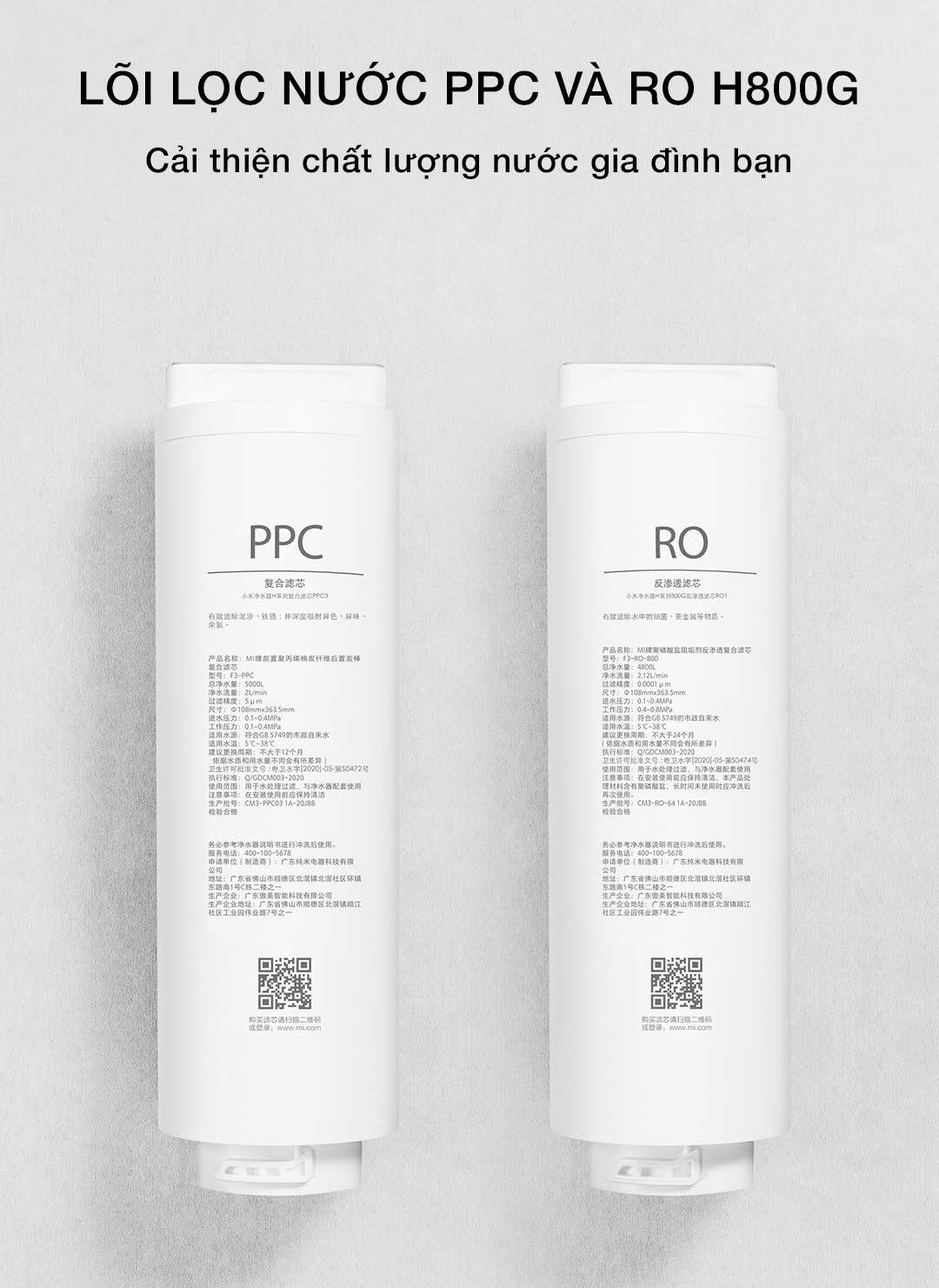 lõi RO và PPC của máy lọc nước xiaomi h800G pro