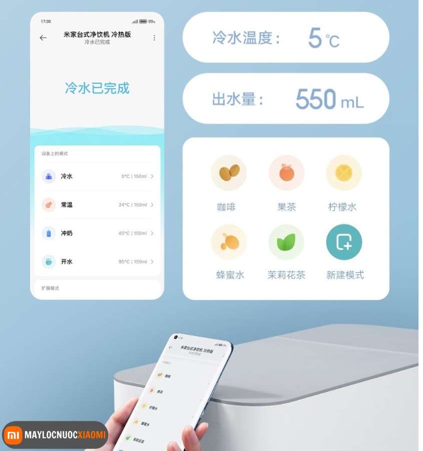 máy lọc nước nóng lạnh để bàn xiaomi MRH122 có kết nối app mihome