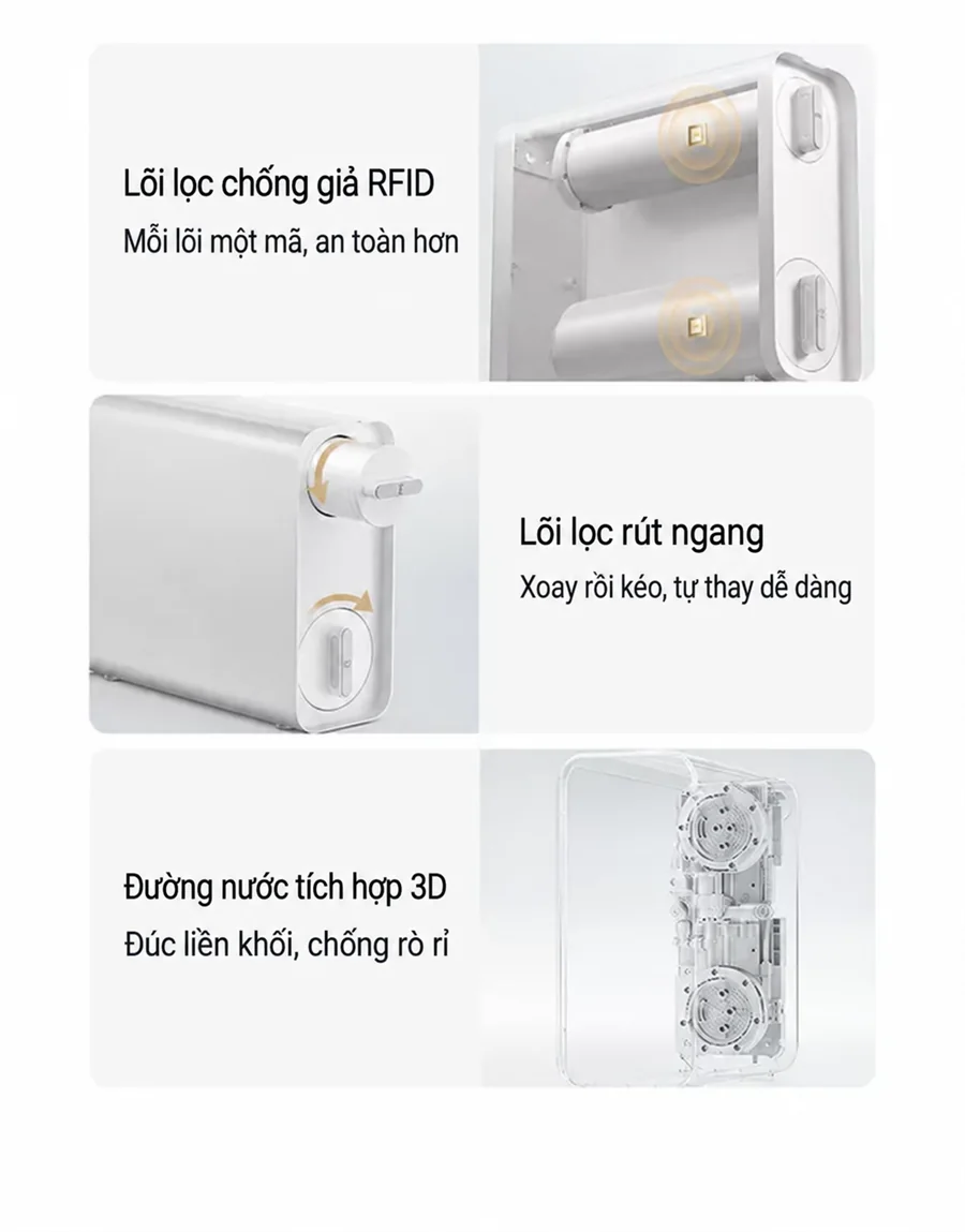 Thiết kế thay lõi rút ngang và nhận diện RFID trên Xiaomi Mijia 2 1200G