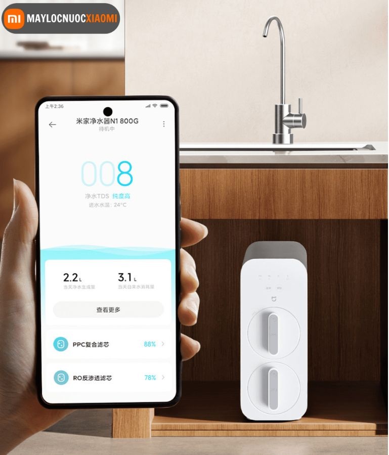 máy lọc nước xiaomi kết nối app mihome