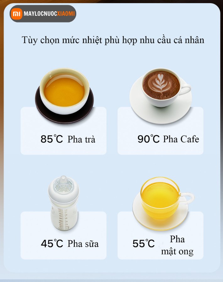máy lọc nước nóng lạnh để bàn xiaomi MRBH31 tùy chỉnh nhiệt độ chính xác đến 1 độ C