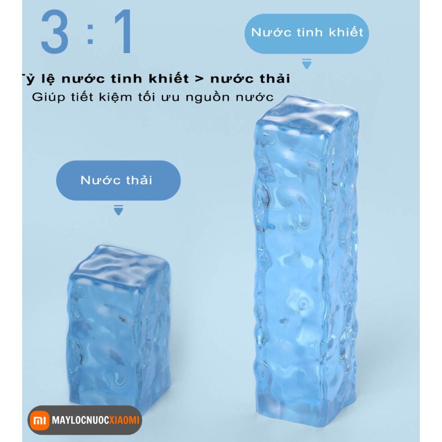 tỷ lệ nước tinh khiết và nước thải là 3:1
