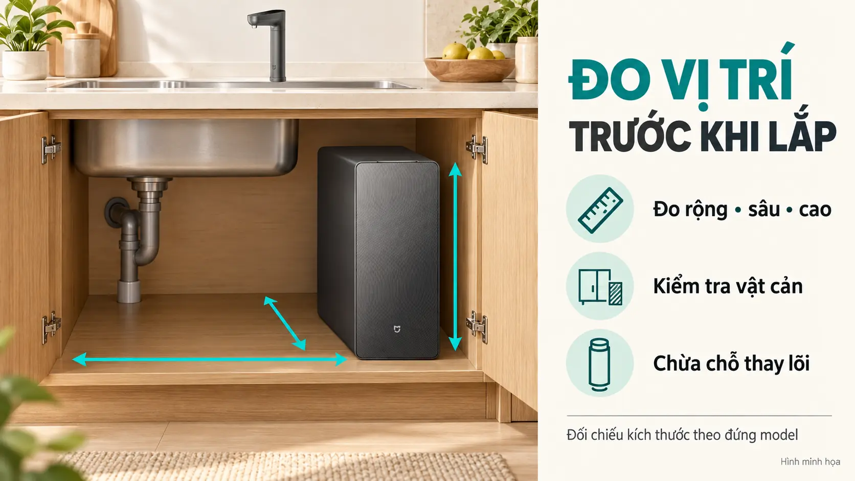 bố trí các đầu chờ để lắp đặt
