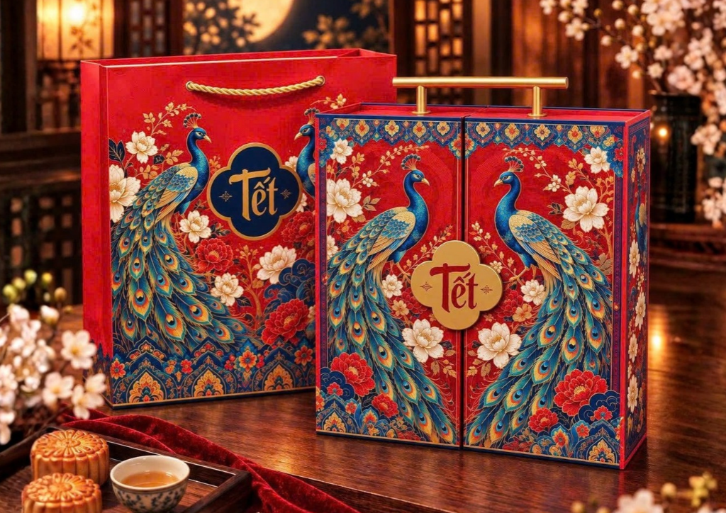 Bộ Hộp Quà Tết "Khổng Tước Cát Tường"