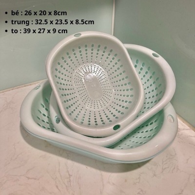 SET 3 THAU RỔ OVAL, bộ thau rổ nhựa dày cao cấp 3 size khác nhau