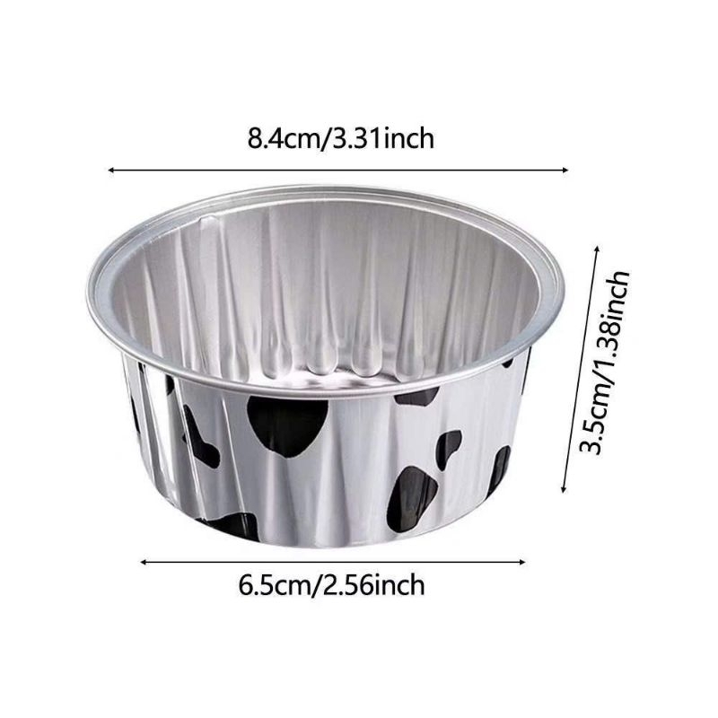 set 10 khay giấy bạc tròn hoạ tiết 8cm. chén giấy bạc nướng bánh. làm đĩa chấm du lịch