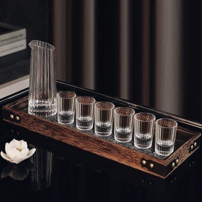 ( 6 LY RƯỢU 5024 ) set 6 ly uống rượu thủy tinh có vân sọc 20ml sang trọng tinh tế