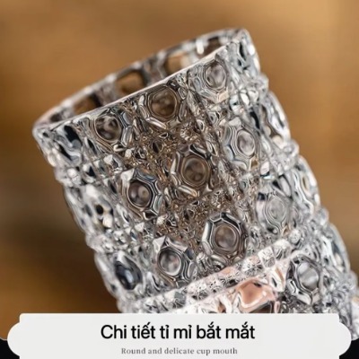 Set 6 ly rượu thủy tinh hình trụ 20ml họa tiết sang trọng,