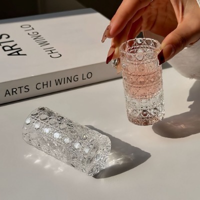 Set 6 ly rượu thủy tinh hình trụ 20ml họa tiết sang trọng,