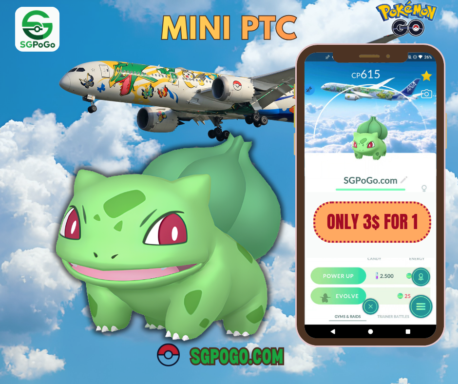 Shiny Bulbasaur Jet Green ANA Background- Mini PTC✨
