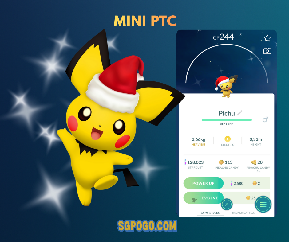 ✨ Shiny Pichu Santa hat Holiday 2025 ✨ - P T C