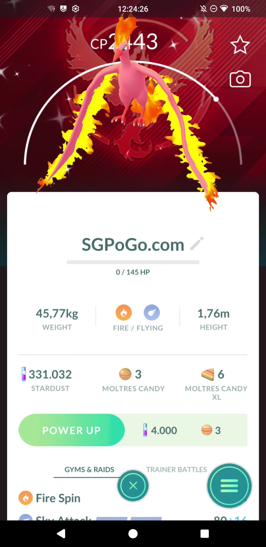 Pokémon PTC Go - Shiny Zapdos - Aritcuno- Moltres - Go Tour 2026 ✨Special Background✨