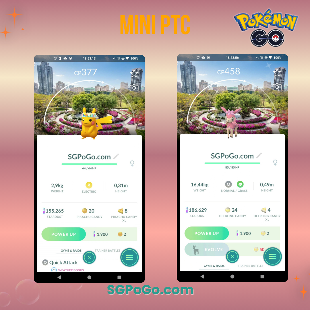 Pokémon PTC GO✨Shiny Pikachu - Deerling Flower Background Taipei✨