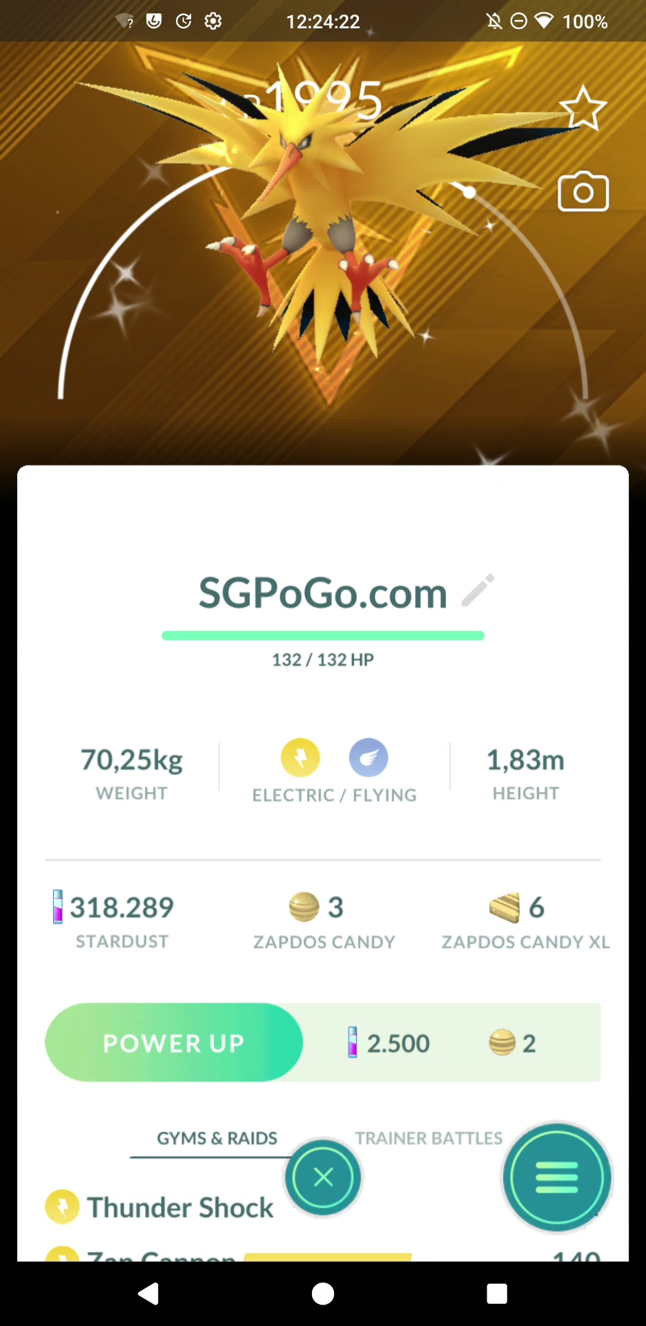 Pokémon PTC Go - Shiny Zapdos - Aritcuno- Moltres - Go Tour 2026 ✨Special Background✨