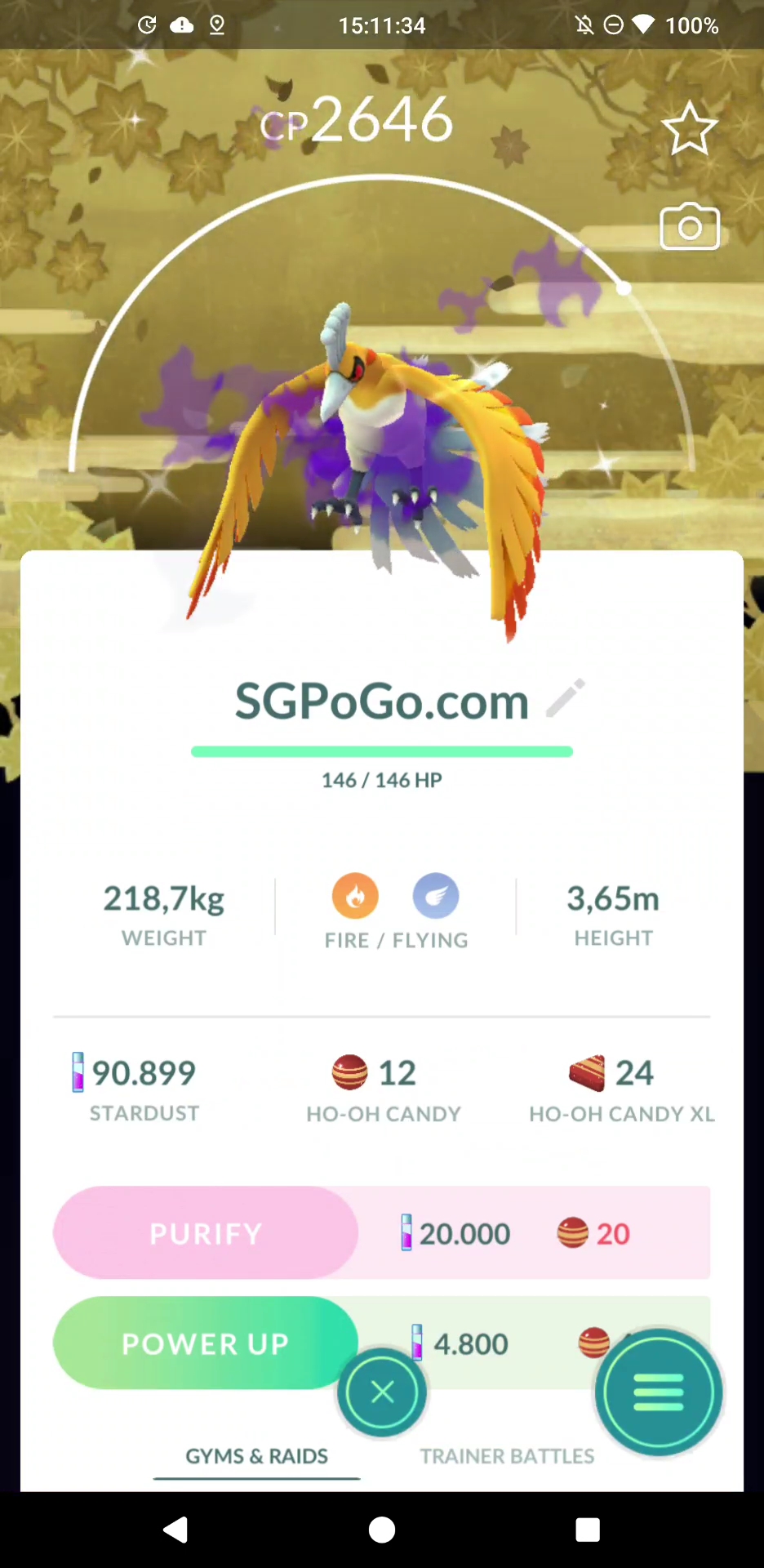 Pokémon PTC Go - Shiny Shadow Lugia - Ho-oh - Go Tour 2026 ✨Special Background✨