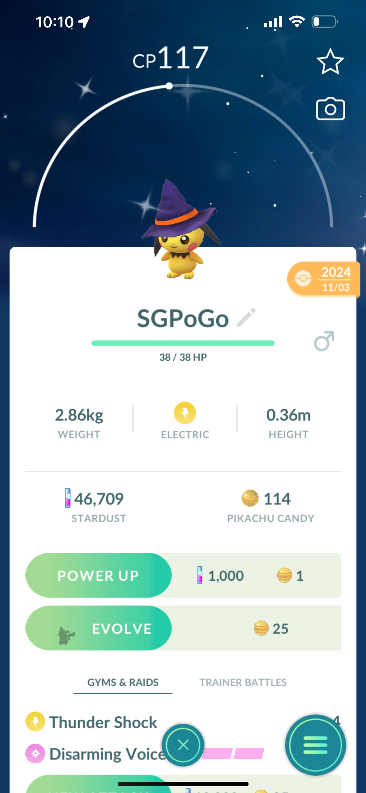 Shiny Pichu Witch hat