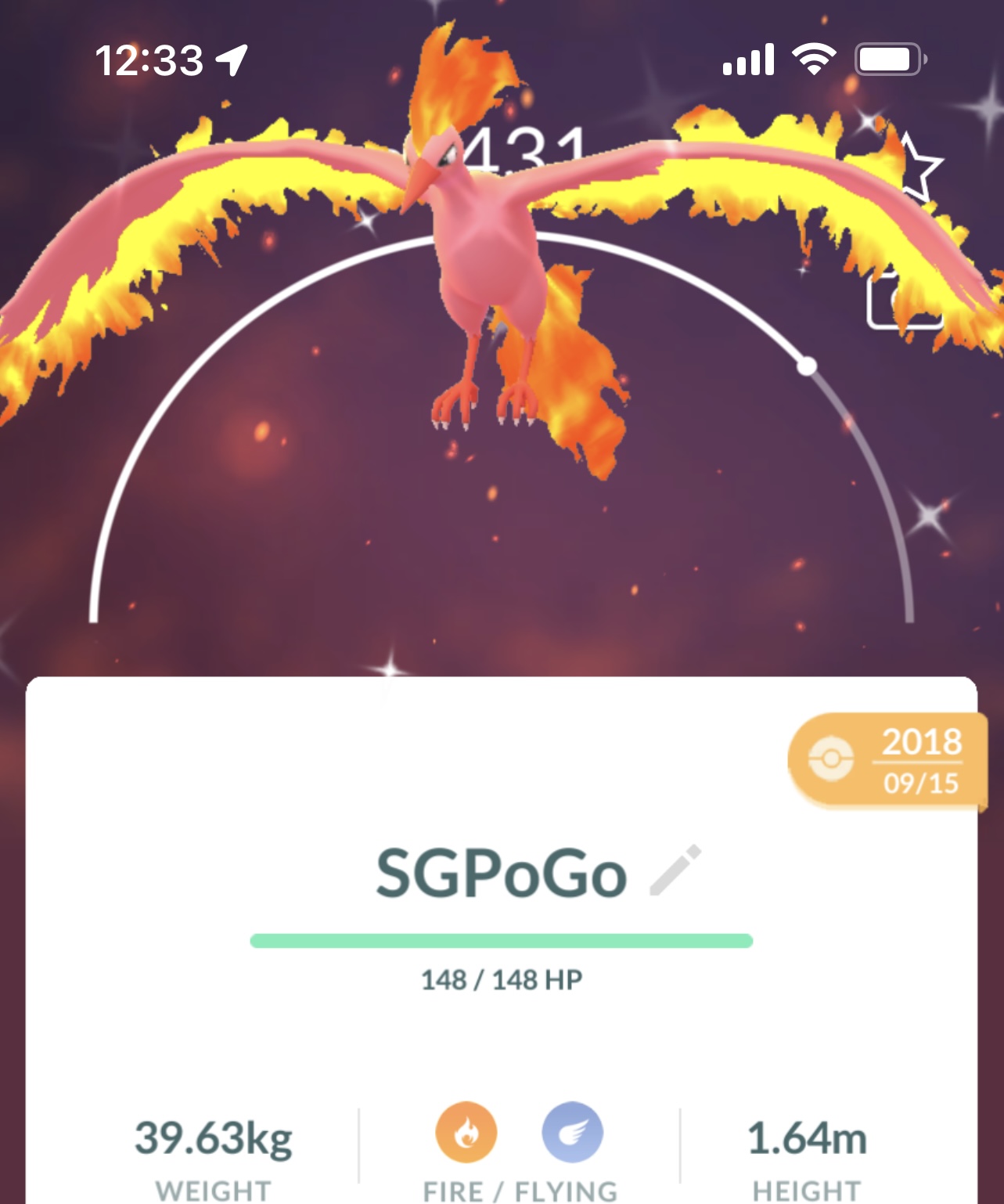 Shiny Moltres 2018 (Guaranteed lucky)