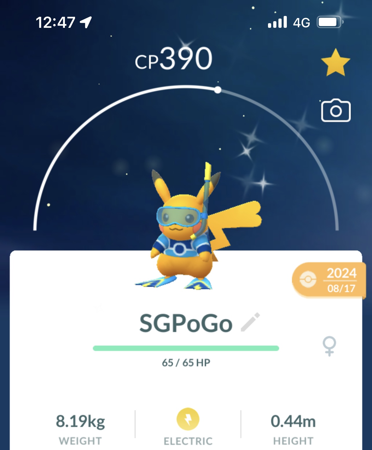 Shiny Scuba Pikachu (World Championships 2024)