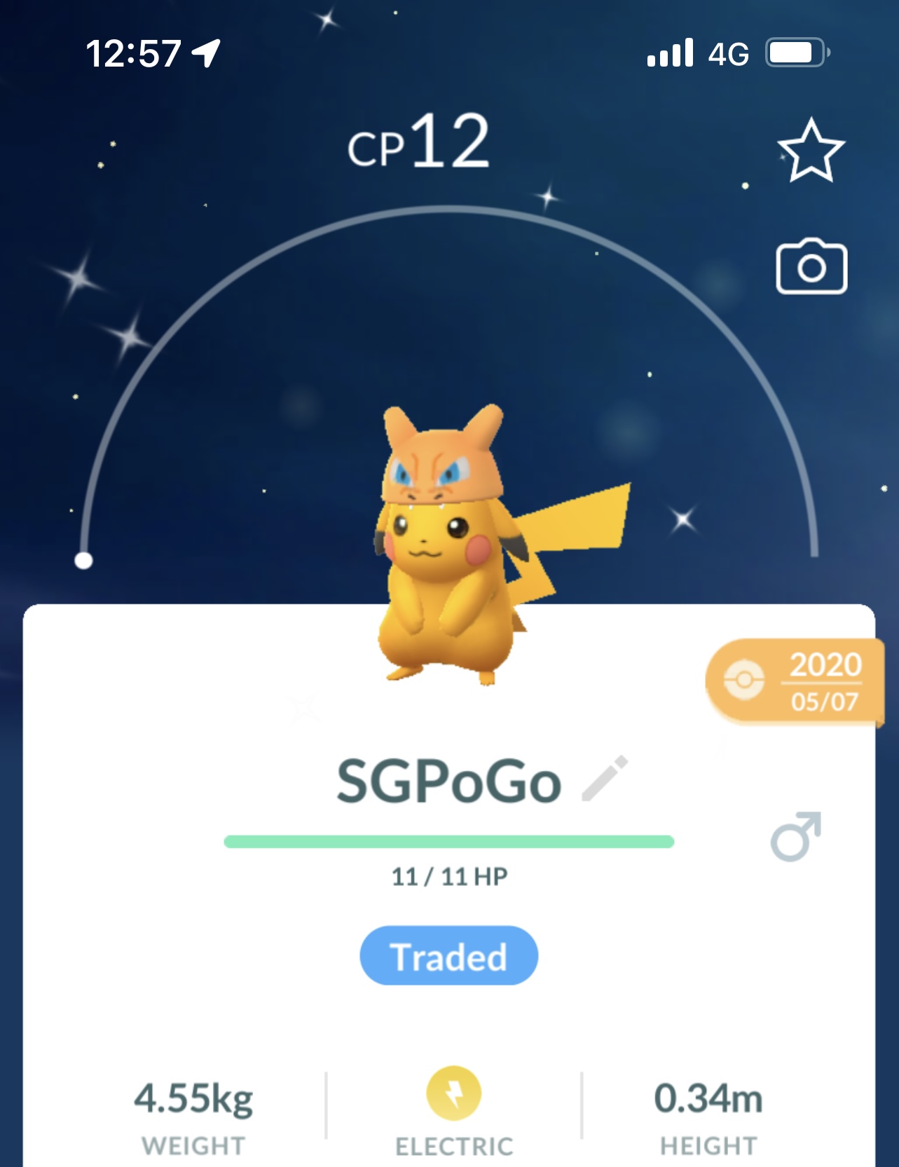 Shiny Pikachu Charizard hat