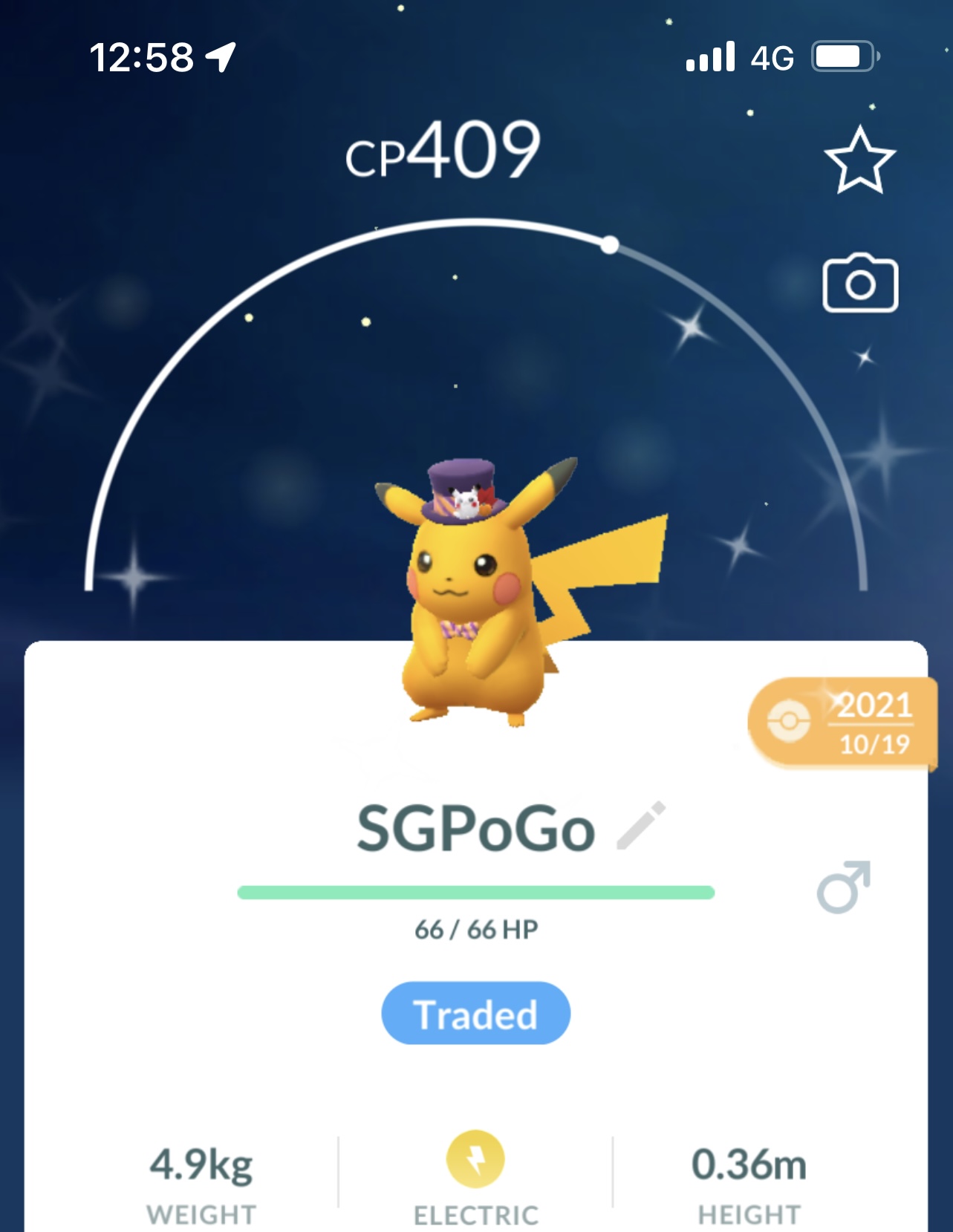 Pokemon Shiny Pikachu Halloween Mischief GO - TRA'DE Pokemon Shiny Pikachu Halloween Mischief GO - TRA'DE