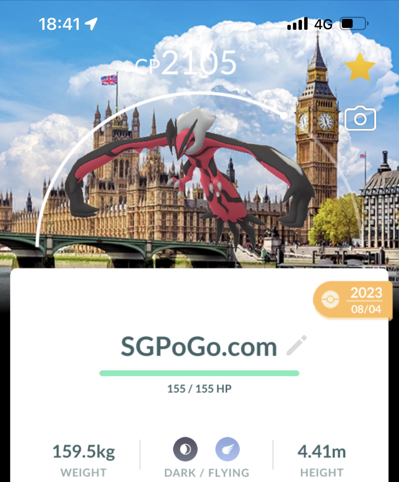 Yveltal with London background (Go Fest 2023)