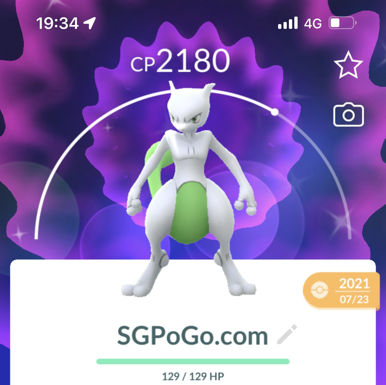 Shiny Mewtwo level 50 + 3 moves