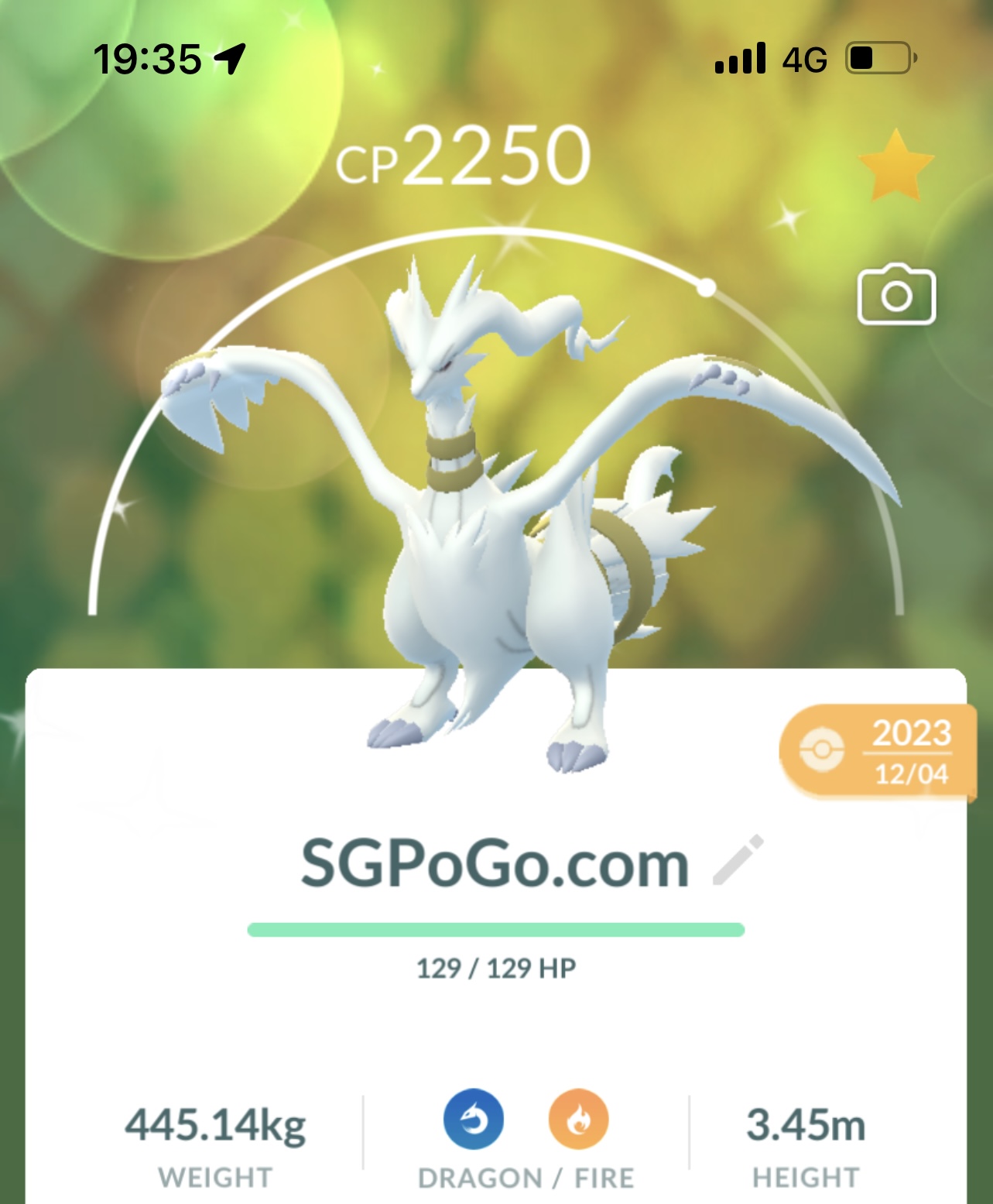 Shiny Reshiram level 50 + 3 moves