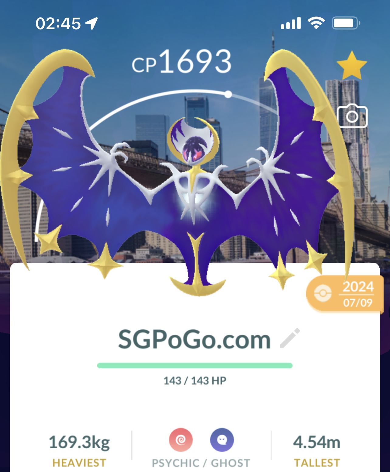 Lunala with New York background (Go Fest 2024)
