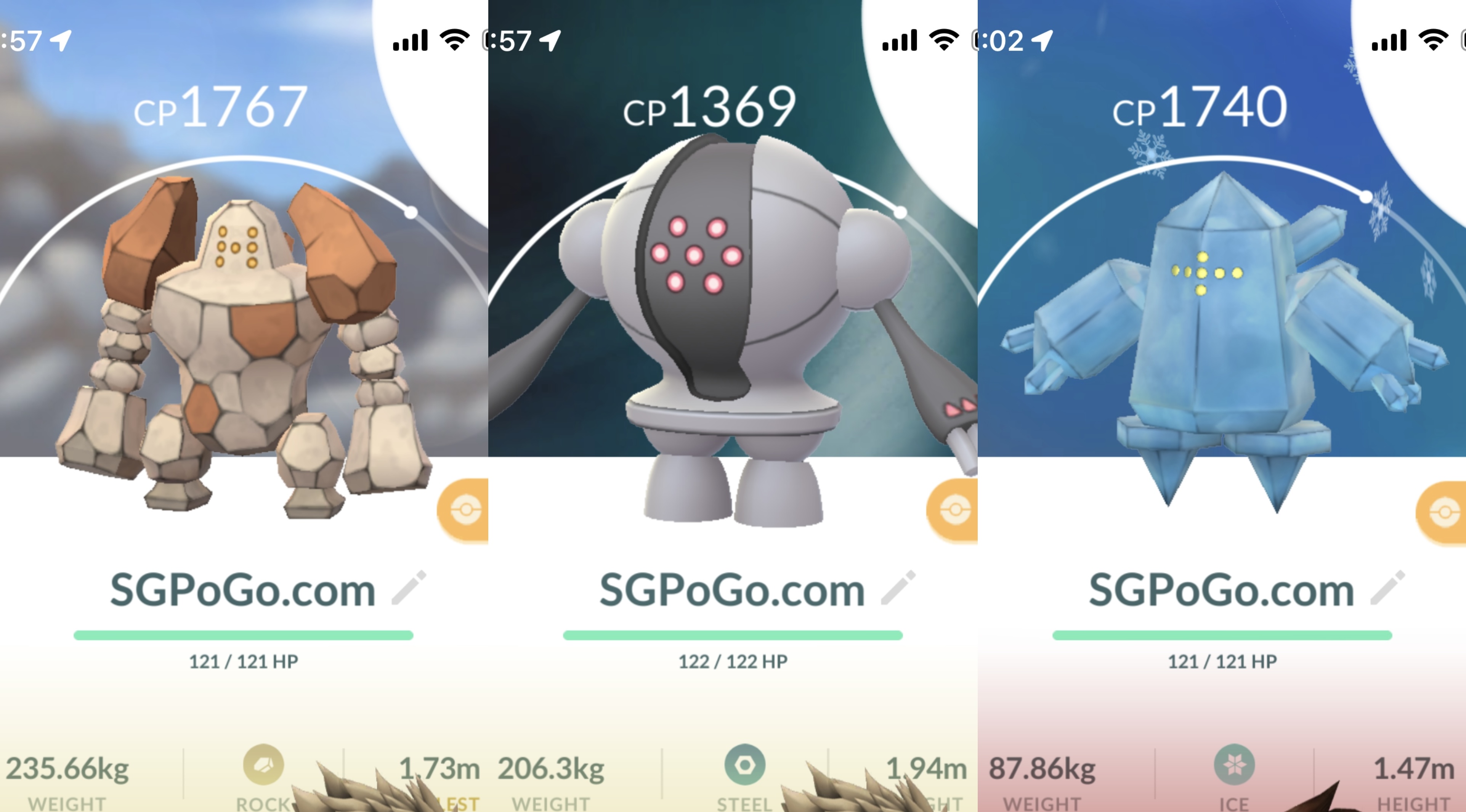 Regice - Registeel - Regirock 2018 (Guaranteed lucky)