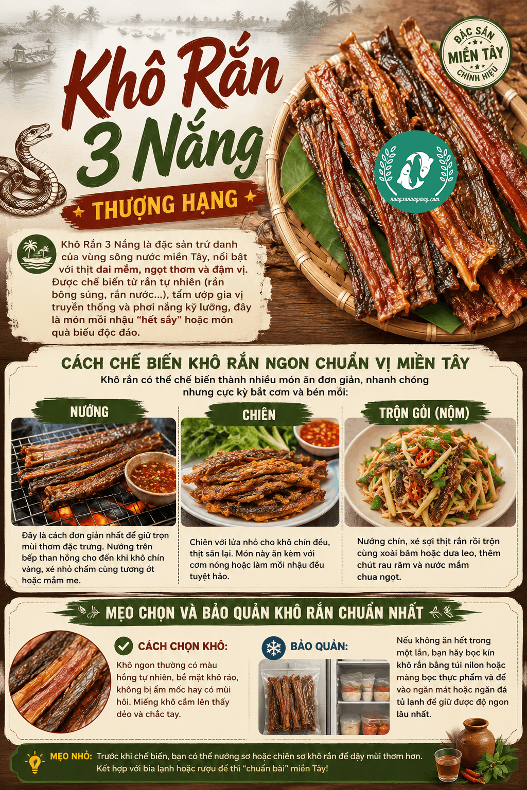 Cách Chế Biến Khô Rắn
