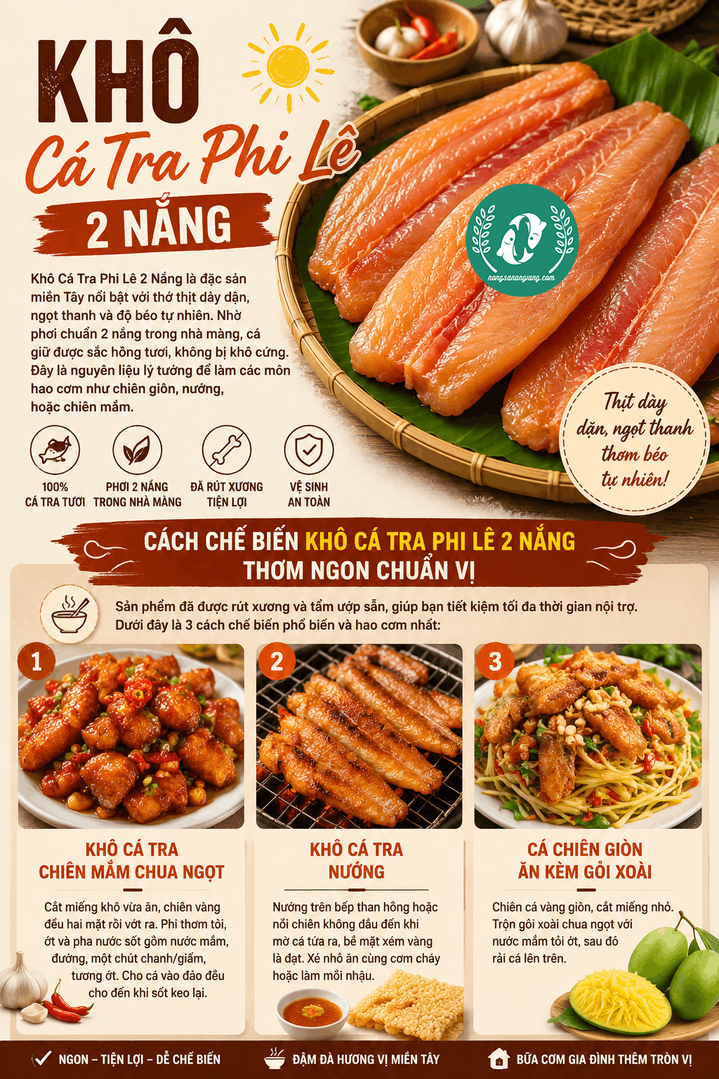 Cá Tra Phi Lê Phơi 2 Nắng