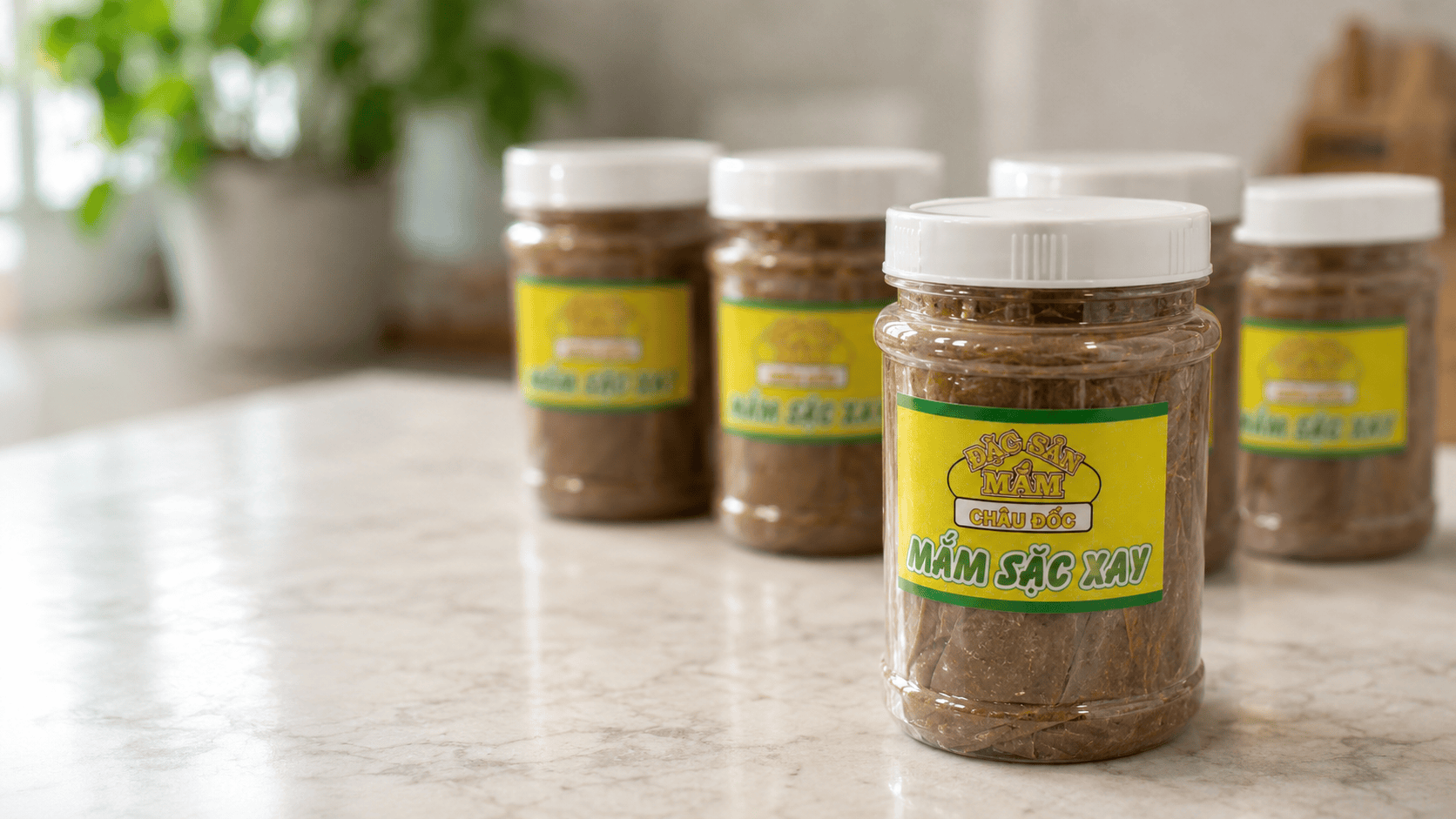 Mắm Sặc Xay trên nền bếp sáng