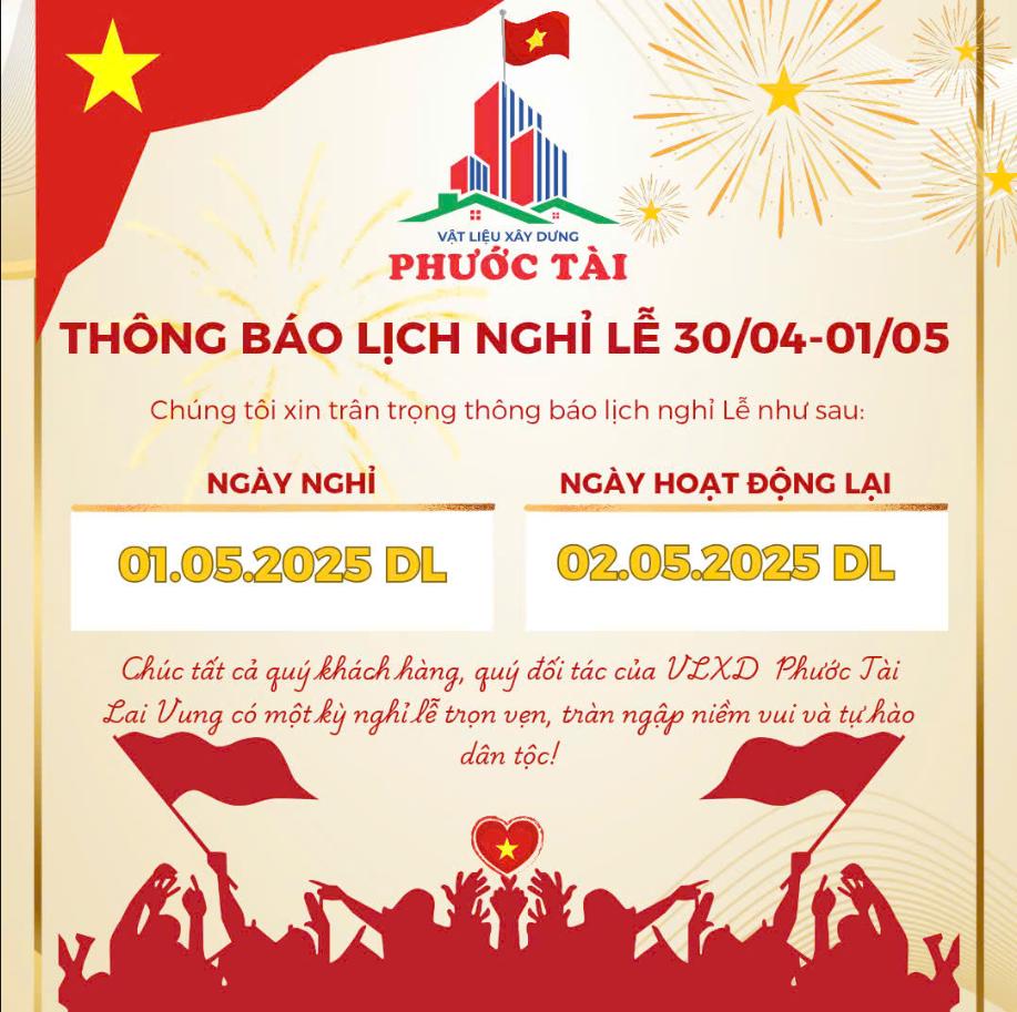 THÔNG BÁO LỊCH NGHỈ LỄ 30/4 - 1/5